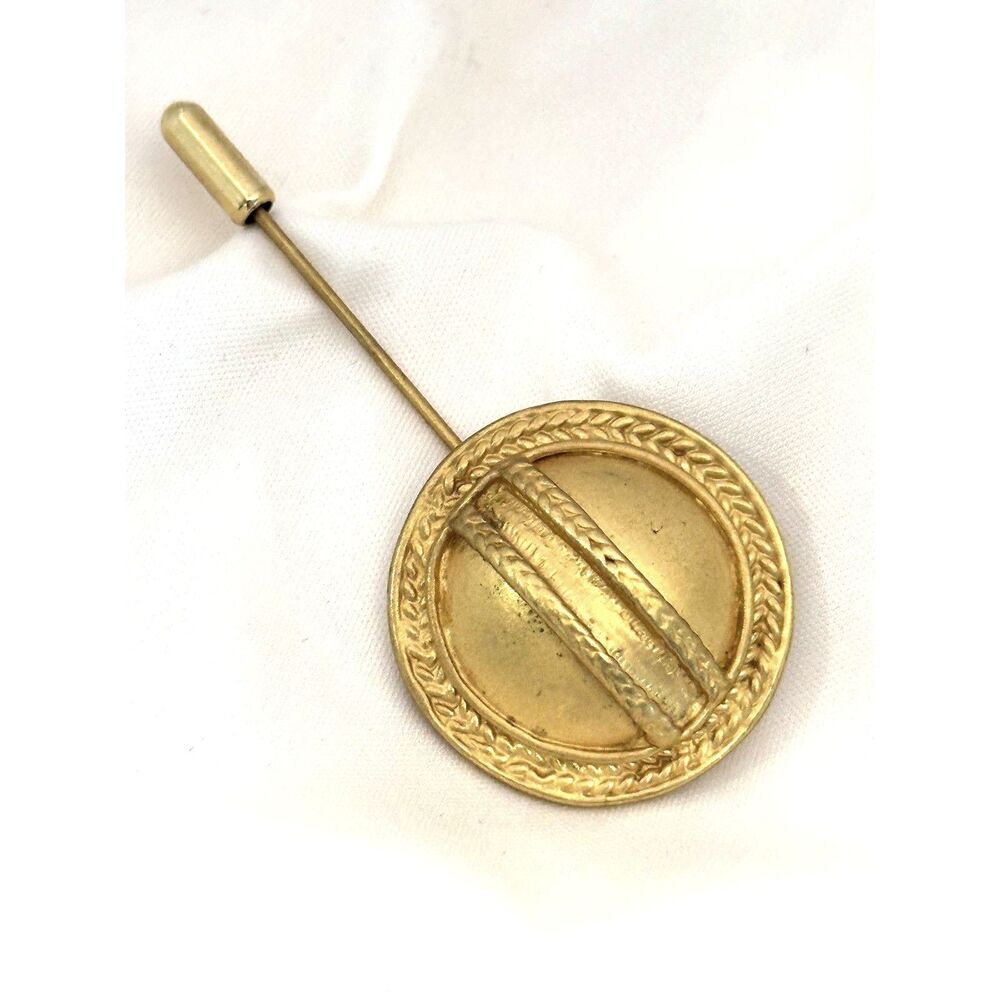 Vintage INCA gold tone lapel pin round button style straight pin unisex